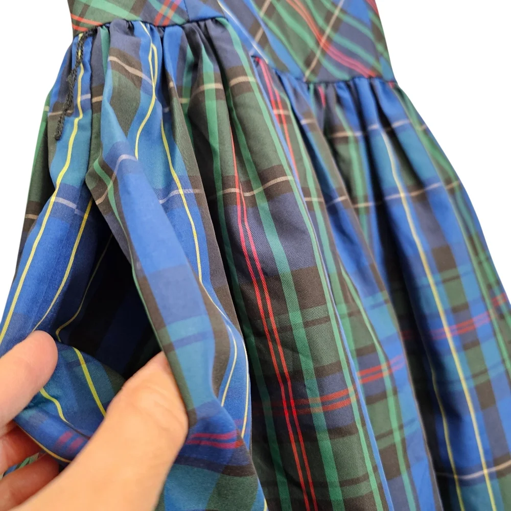 Nwot POLO by Ralph Lauren Royal Blue/Hunter Green Plaid Sleeveless Party Dress
